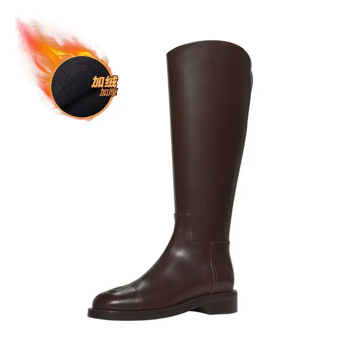Bottes De luxe pour femmes en cuir véritable bottes à Tube Long automne hiver bottes De chevalier à 