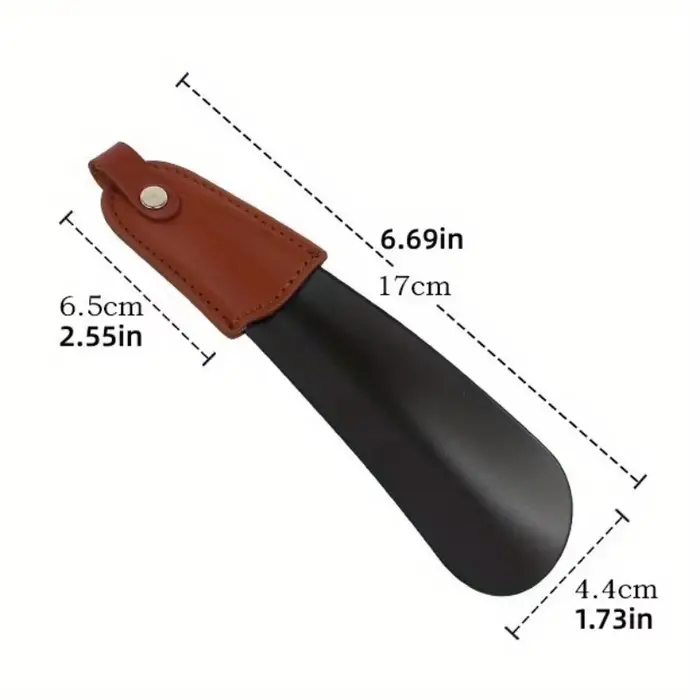 1 chausse-pied en acier inoxydable avec poignée en cuir
