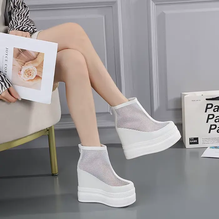 Bottes d'été pour femmes, baskets à plateforme compensée respirantes en maille aérée, collection Pri
