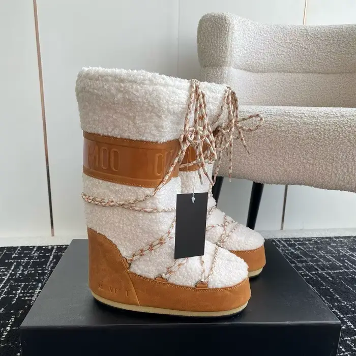 Nouvelles Bottes de Luxe pour Femme, Modèle Moon Rain en Fourrure, Noires, Chaudes, Hautes, à Platef