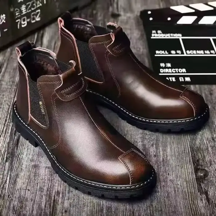 Bottines Chelsea de luxe pour hommes, chaussures montantes pour marque en cuir rétro confortable, mo