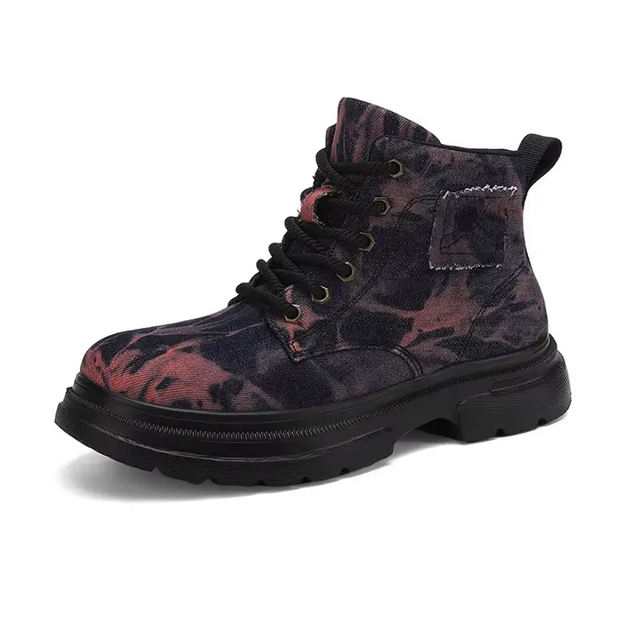 Bottines en Denim pour femmes, chaussures à plateforme, bottes occidentales rétro à lacets, automne 