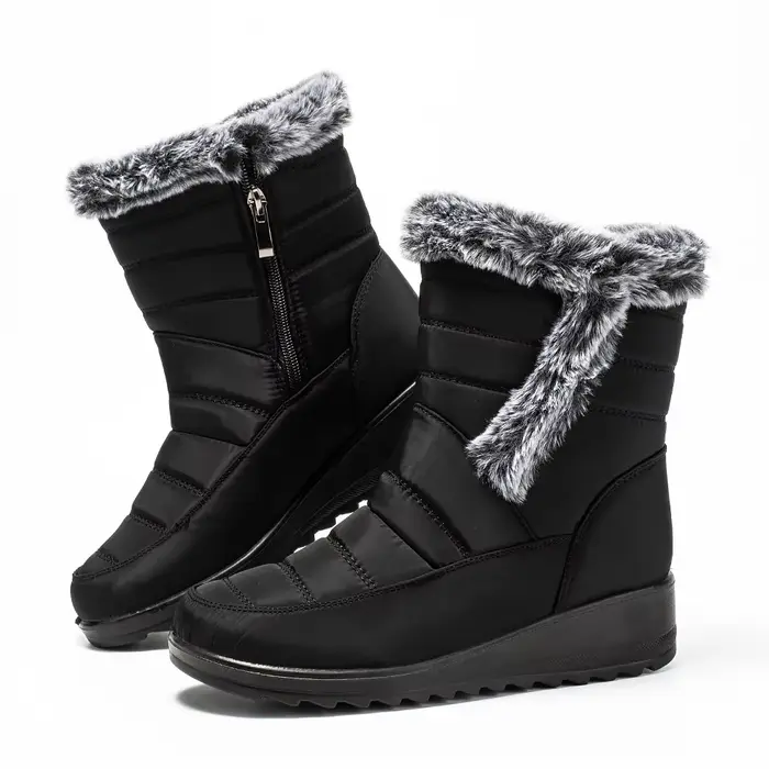 Bottes de neige imperméables en fausse fourrure pour femme, chaussures rembourrées en coton peluche,