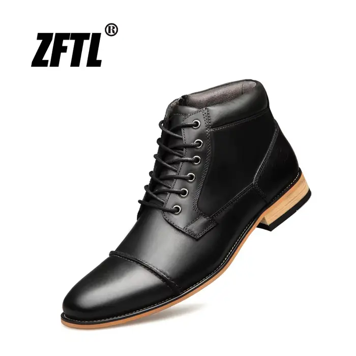 ZFTL nouveaux hommes bottines à la main hommes Chelsea en cuir véritable hommes bottes à lacets mâle