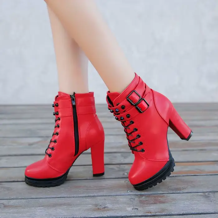 Bottes de moto pour femmes modernes talons carrés bout pointu mi-mollet couleurs mélangées printemps automne ocassions spéciales