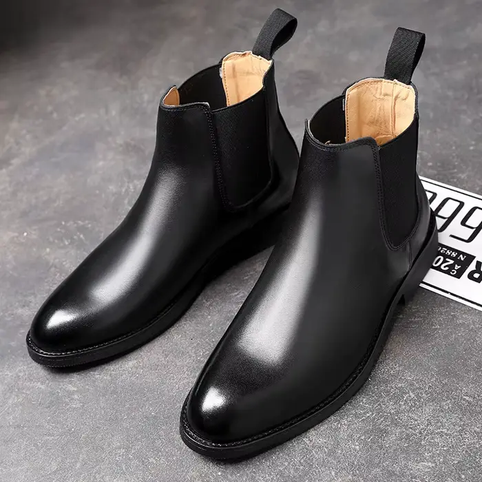 Bottes classiques rétro en cuir véritable pour hommes, botte de rinçage courte, style britannique, m
