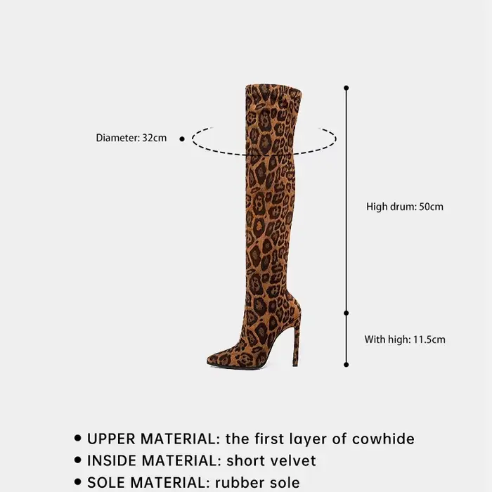 Ods-Bottes au dessus du genou à imprimé léopard pour femmes